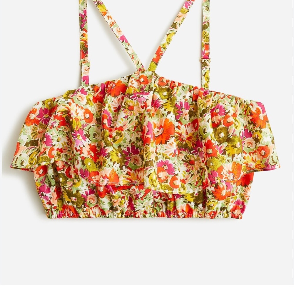 J. Crew Multicolor Floral Crop Top
